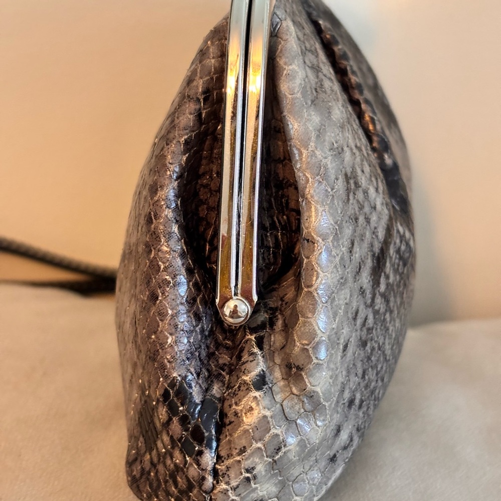 COACH Black and Gray Python Printed Leather Frame… - image 6